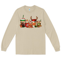 Mushroom Reindeer Christmas Coffee Cups Long Sleeve Tee - Jasminsmagicworld