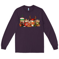 Plum Reindeer Christmas Coffee Cups Long Sleeve Tee - Jasminsmagicworld