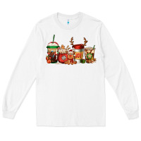 White Reindeer Christmas Coffee Cups Long Sleeve Tee - Jasminsmagicworld