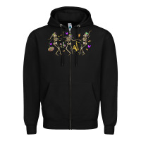 Black dancing skeletons mardi gras Zipper Hoodie - MaliasSmallBusiness