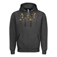 Charcoal Heather dancing skeletons mardi gras Zipper Hoodie - MaliasSmallBusiness