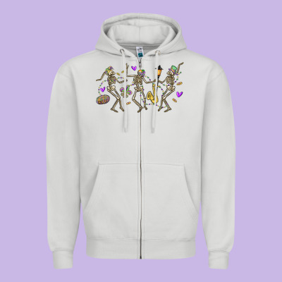 Dancing Skeletons Mardi Gras Zipper Hoodie Designed By Maliassmallbusiness