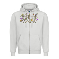 Dove Grey dancing skeletons mardi gras Zipper Hoodie - MaliasSmallBusiness