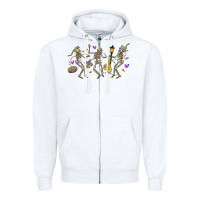 White dancing skeletons mardi gras Zipper Hoodie - MaliasSmallBusiness
