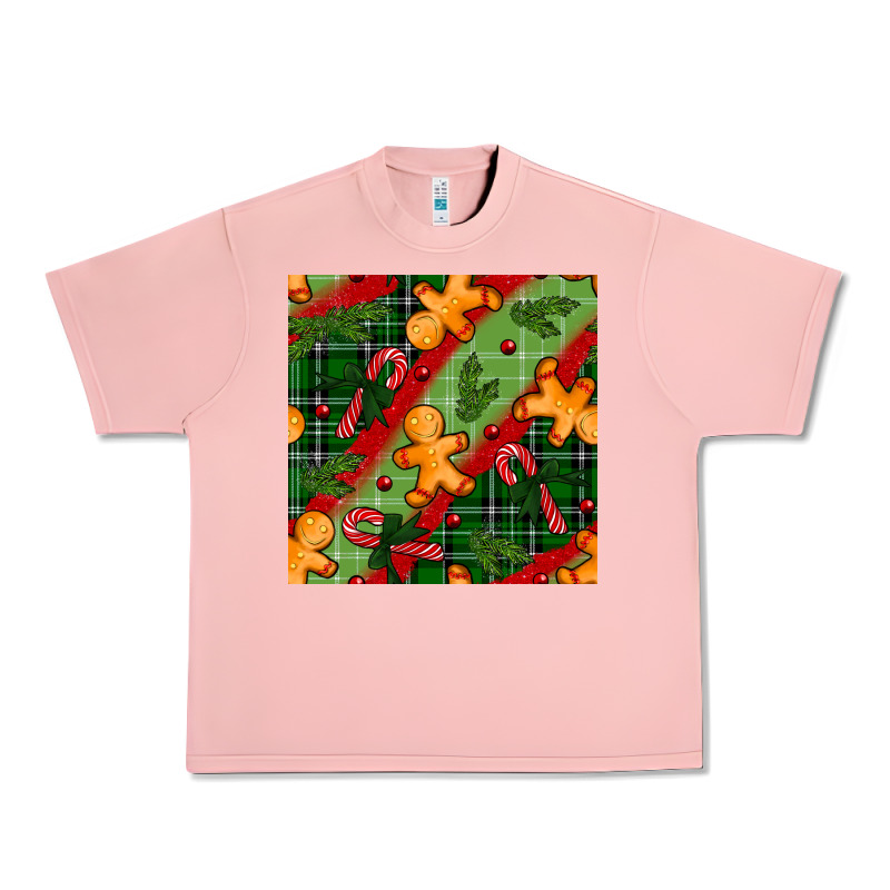 Christmas Gingerbread Man And Candy Cane Seamless Pattern Urban Heavy Tee by BundleAndBundleShop | Teevron