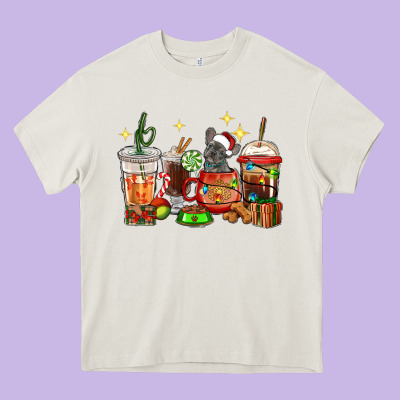 Heavy Core Tee Christmas coffee cups with French Bulldog