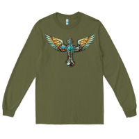 Army Green western cross wings Long Sleeve Tee - BarkalooDesign
