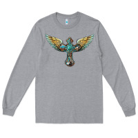 Heather Grey western cross wings Long Sleeve Tee - BarkalooDesign