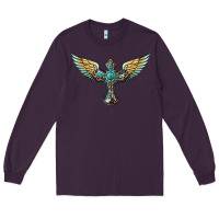 Plum western cross wings Long Sleeve Tee - BarkalooDesign