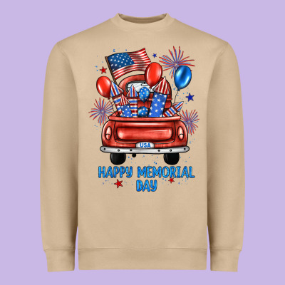 Happy Memorial Day Farm Truck Heavyweight Sweatshirt Designed By Jahusdesignshop