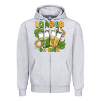 Heather Grey loaded on luck Zipper Hoodie - MaliasSmallBusiness