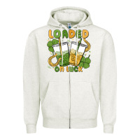 Oatmeal Heather loaded on luck Zipper Hoodie - MaliasSmallBusiness