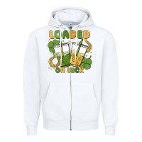 White loaded on luck Zipper Hoodie - MaliasSmallBusiness