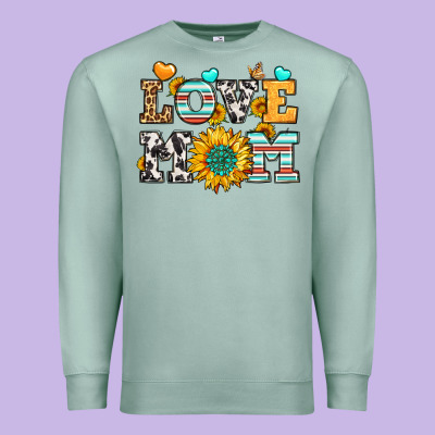 Love Mom Premium Sweatshirt Designed By Lillyallendesigns