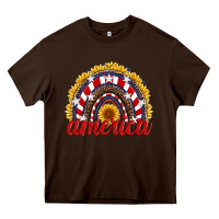 Chocolate Brown america sunflower rainbow Heavy Core Tee - Artiststas