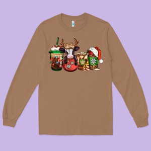 Christmas Baby Calf Coffee Cups Long Sleeve Tee Designed By Jasminsmagicworld