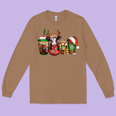 Christmas Baby Calf Coffee Cups Long Sleeve Tee Designed By Jasminsmagicworld
