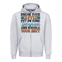 Heather Grey drink your coffee put on some turquoise and handle Zipper Hoodie - MaliasSmallBusiness