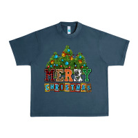 Midnight Navy merry christmas with christmas trees Urban Heavy Tee - AdoDesignShop