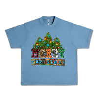 Pebble Blue merry christmas with christmas trees Urban Heavy Tee - AdoDesignShop