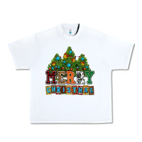 White merry christmas with christmas trees Urban Heavy Tee - AdoDesignShop