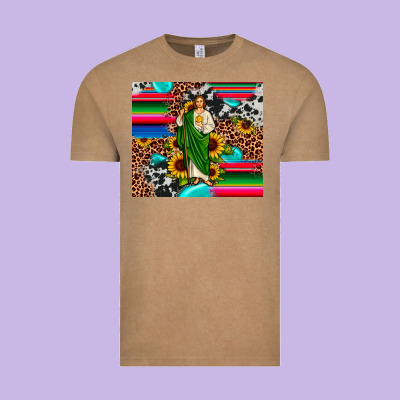 San Judas Leopard Cowhide Gemstone Vintage Tee Designed By Jahusdesignshop