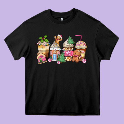 Heavy Core Tee pink gingerbread coffee cups