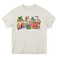 Cream pink gingerbread coffee cups Heavy Core Tee - Zillion Design Studio