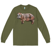 Army Green hippopotamus Long Sleeve Tee - LillyAllenDesigns