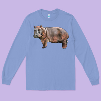 Hippopotamus Long Sleeve Tee Designed By Lillyallendesigns