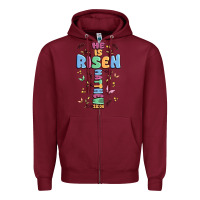 Burgundy he is risen cross Zipper Hoodie - MaliasSmallBusiness