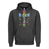 Charcoal Heather he is risen cross Zipper Hoodie - MaliasSmallBusiness