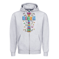 Heather Grey he is risen cross Zipper Hoodie - MaliasSmallBusiness