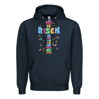 Navy he is risen cross Zipper Hoodie - MaliasSmallBusiness