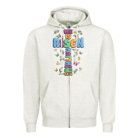 Oatmeal Heather he is risen cross Zipper Hoodie - MaliasSmallBusiness
