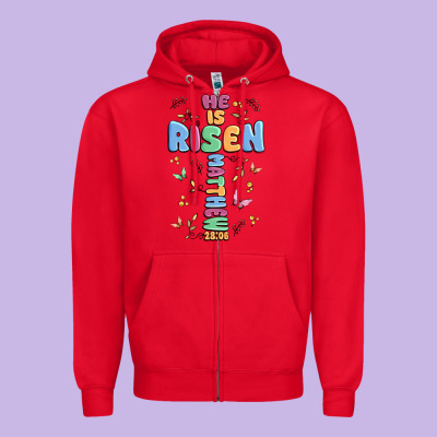 He Is Risen Cross Zipper Hoodie Designed By Maliassmallbusiness