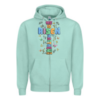 Seafoam he is risen cross Zipper Hoodie - MaliasSmallBusiness