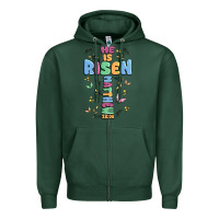 Sports Green he is risen cross Zipper Hoodie - MaliasSmallBusiness