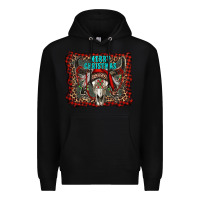 Black merry christmas bull skull Premium Hoodie - RanaPortraitStore