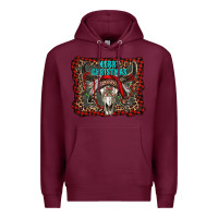 Burgundy merry christmas bull skull Premium Hoodie - RanaPortraitStore