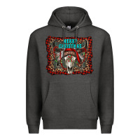 Charcoal Heather merry christmas bull skull Premium Hoodie - RanaPortraitStore