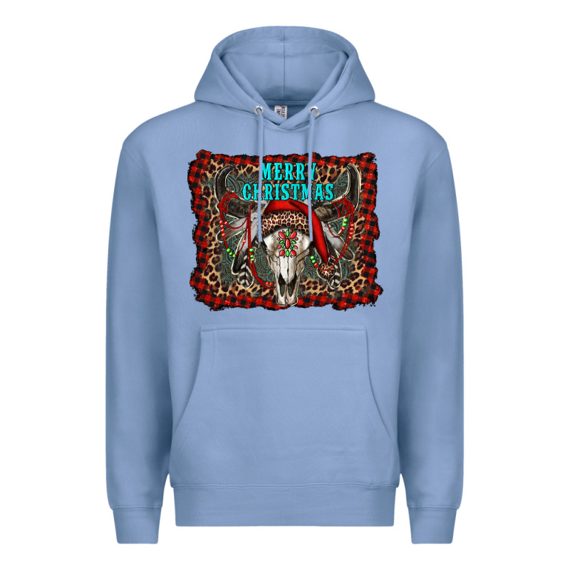 Merry Christmas Bull Skull Premium Hoodie by RanaPortraitStore | Teevron