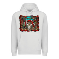 Dove Grey merry christmas bull skull Premium Hoodie - RanaPortraitStore