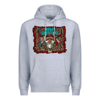 Heather Grey merry christmas bull skull Premium Hoodie - RanaPortraitStore