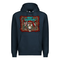 Navy merry christmas bull skull Premium Hoodie - RanaPortraitStore