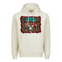 Oatmeal Heather merry christmas bull skull Premium Hoodie - RanaPortraitStore