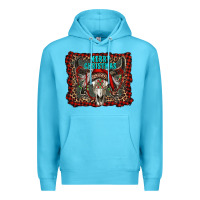 Ocean Blue merry christmas bull skull Premium Hoodie - RanaPortraitStore