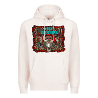 Pale Pink merry christmas bull skull Premium Hoodie - RanaPortraitStore