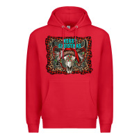 Red merry christmas bull skull Premium Hoodie - RanaPortraitStore