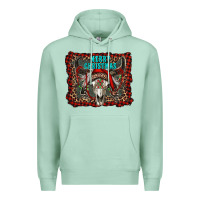 Seafoam merry christmas bull skull Premium Hoodie - RanaPortraitStore